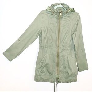 ⏰Yoki M army green w gold zip front jacket w hood